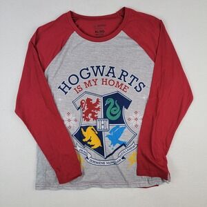 Harry Potter Hogwarts Wizarding World T-Shirt Mens XL Red Raglan Long Sleeve